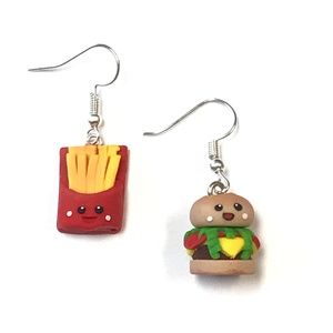 Hamburger and Fries Polymer Clay Earnings